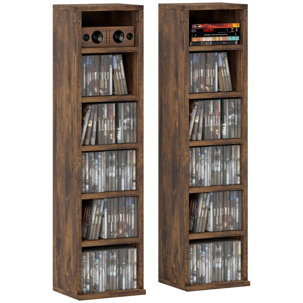 Armadio a colonne per CD ¨C Minimal ¨C 2 pezzi, 12 scomparti, 21x22.5x88.5 cm, marrone rustico