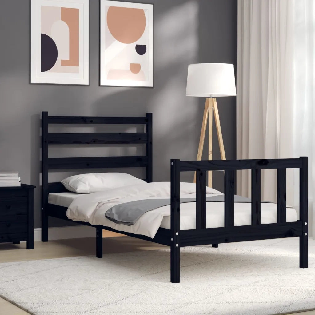 Giroletto con Testiera Nero Small Single in Legno Massello 3192000