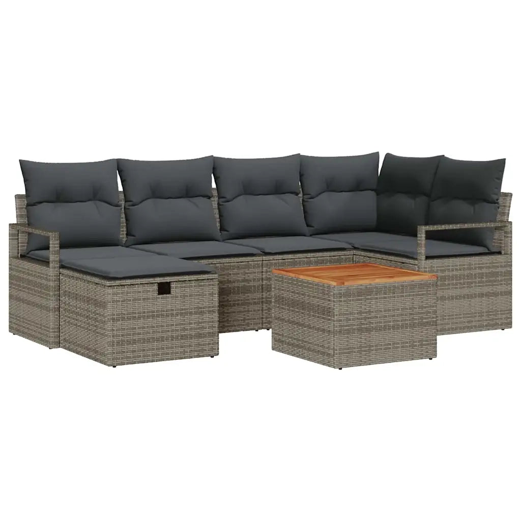 Set Divano da Giardino con cuscino 7 pcs Grigio Poly Rattan 3360870