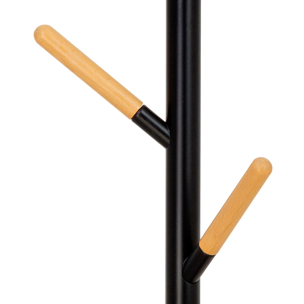 Perchero de metal y madera negro 175h cm