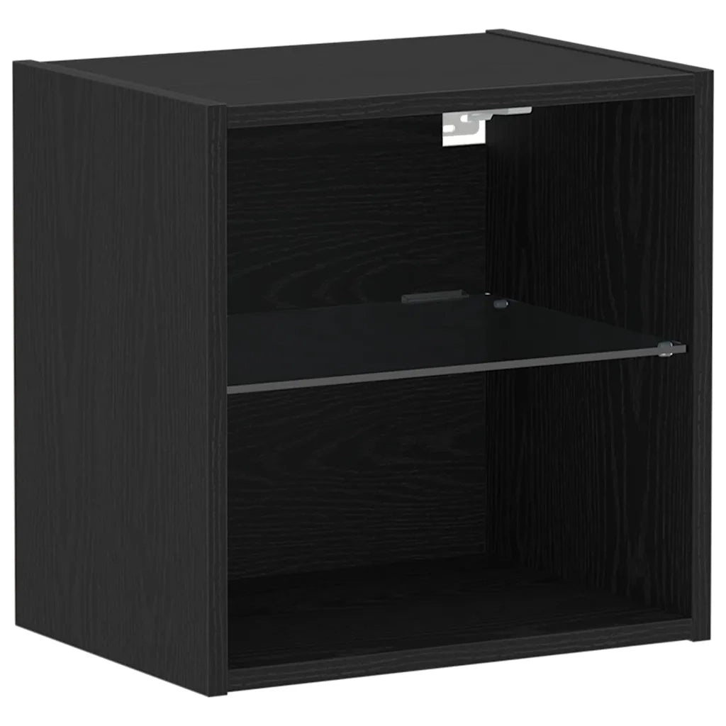 Mensola galleggiante con luce LED Nero 40 x 28,5 x 40 cm 863094