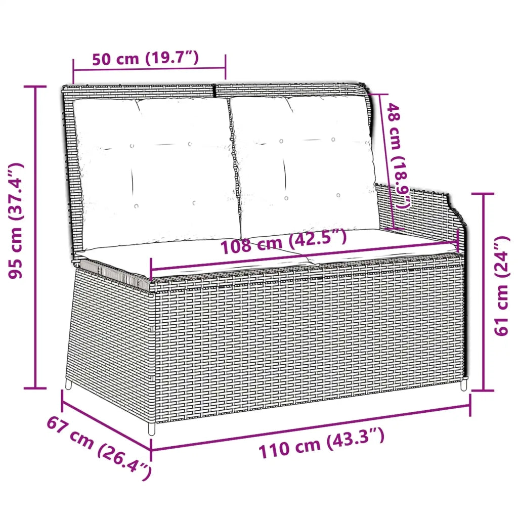 Panchina da giardino con cuscino Grigio chiaro polyrattan 3394445