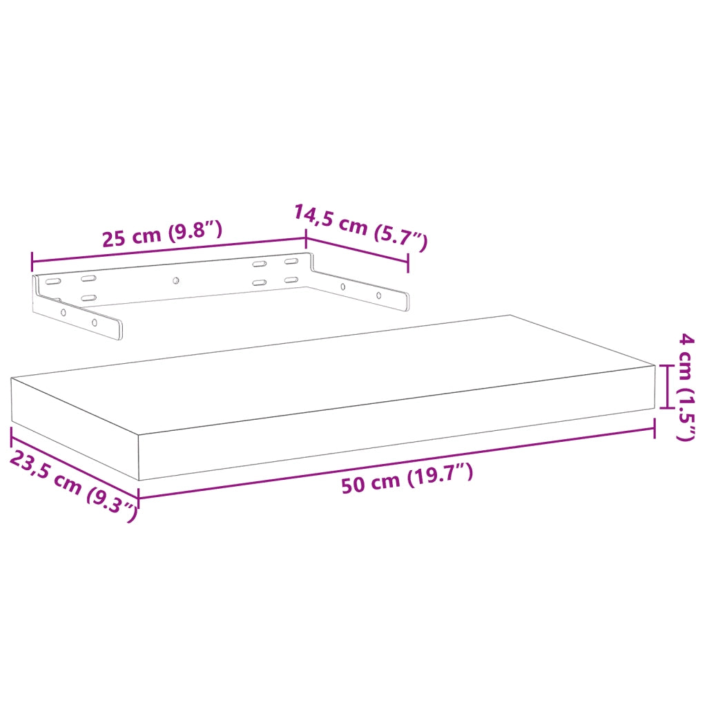 4 pz Mensole | Ripiano | Scaffale Pensili 50x23,5x4 cm in Truciolato
