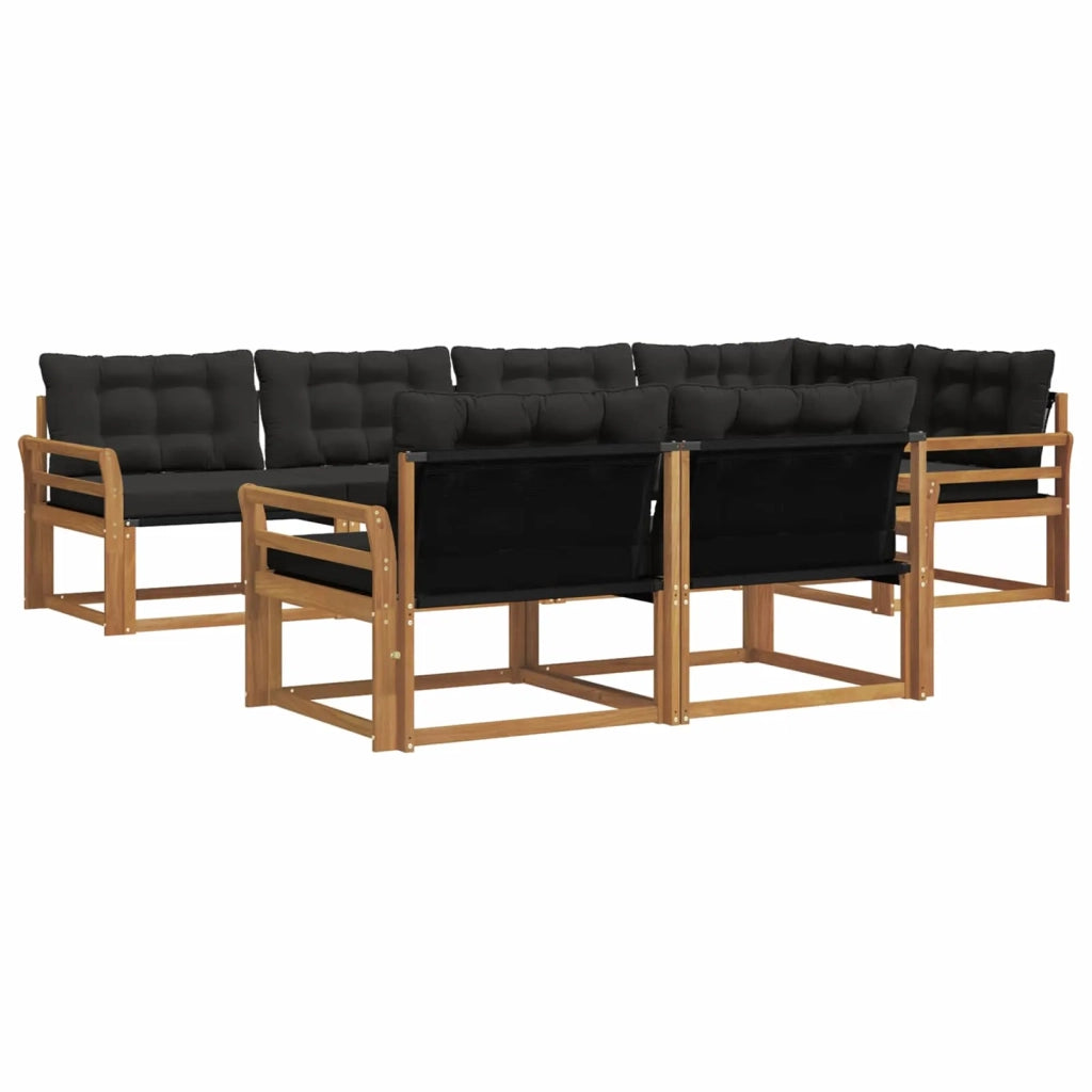 Set di divani da esterno con cuscino 7 pcs Naturale e Nero 3369555