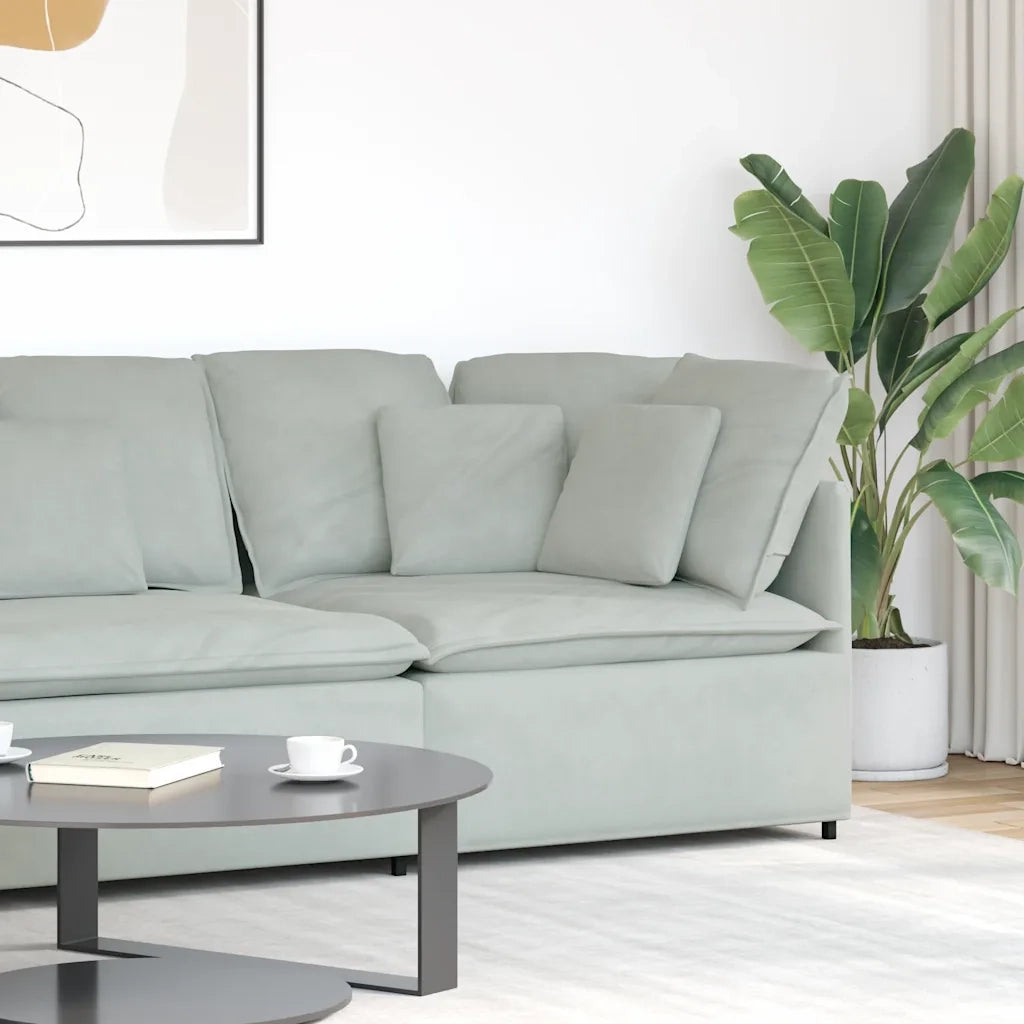 Modulo Angolare Divano Modulare con Cuscini Grigio Chiaro 100cm 4104459