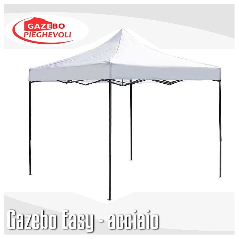 Gazebo 3x3 m bianco pieghevole portatile estendibile richiudibile estensibile acciaio SENZA laterali per fiere eventi stand chiosco tenda tendone mercato mercatino