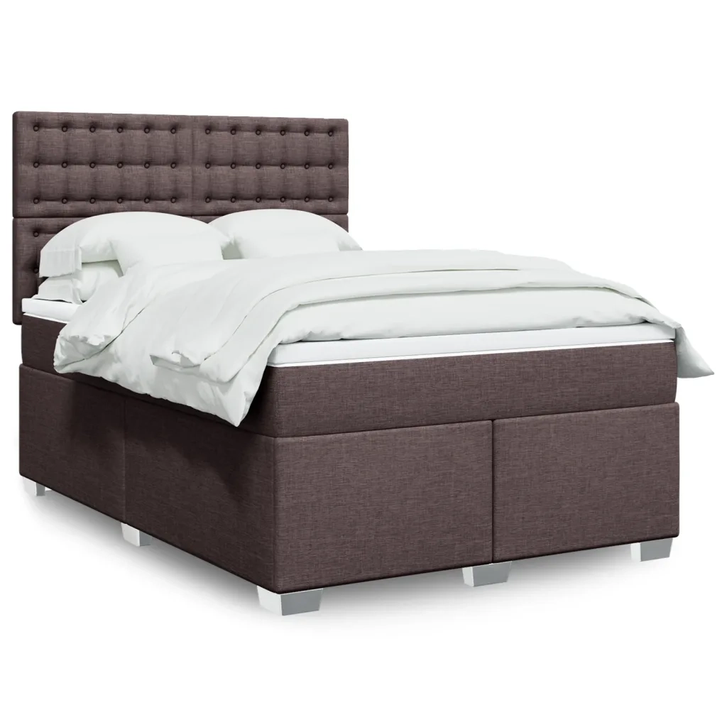 Giroletto a Molle con Materasso Marrone Scuro 160x200cm Tessuto 3290556