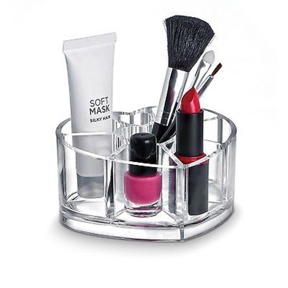 Trade Shop - Organizer Porta Trucco Forma Di Cuore Scatola Portatrucchi Cosmetici 8 Scomparti -