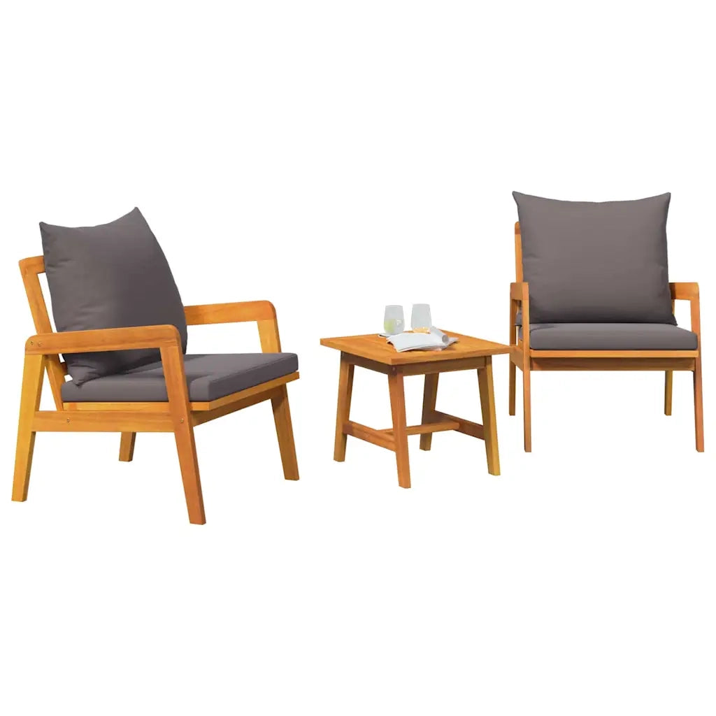 Set bistrot con cuscino 3 pcs Marrone Legno di Acacia Massello 4106460