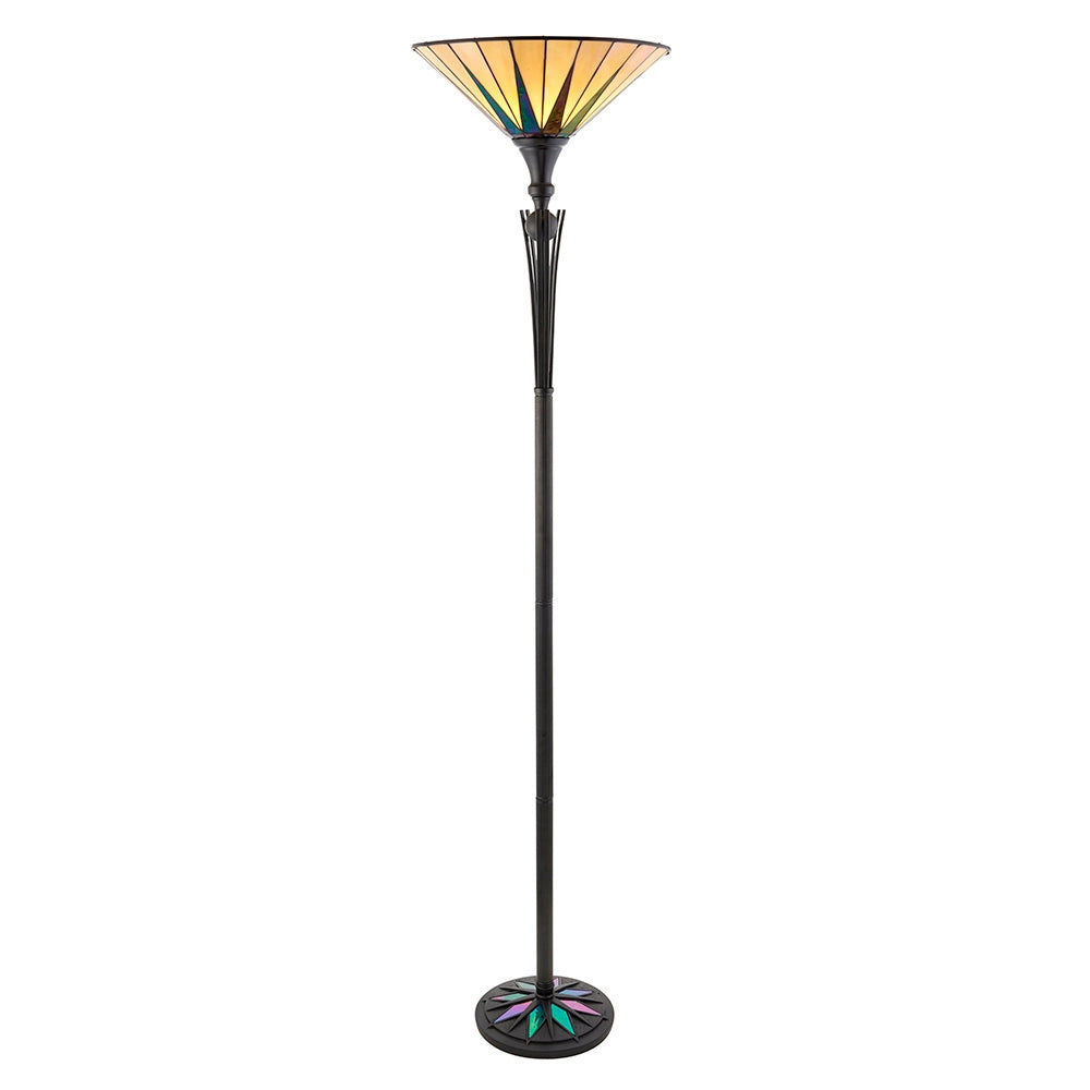 Lampada da terra vetrata Tiffany Dark Star nera E27 60W