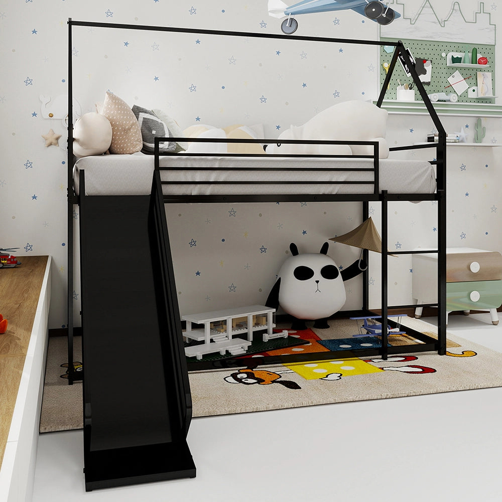 Letto a castello casa - Xylo - 90x200 cm con scivolo