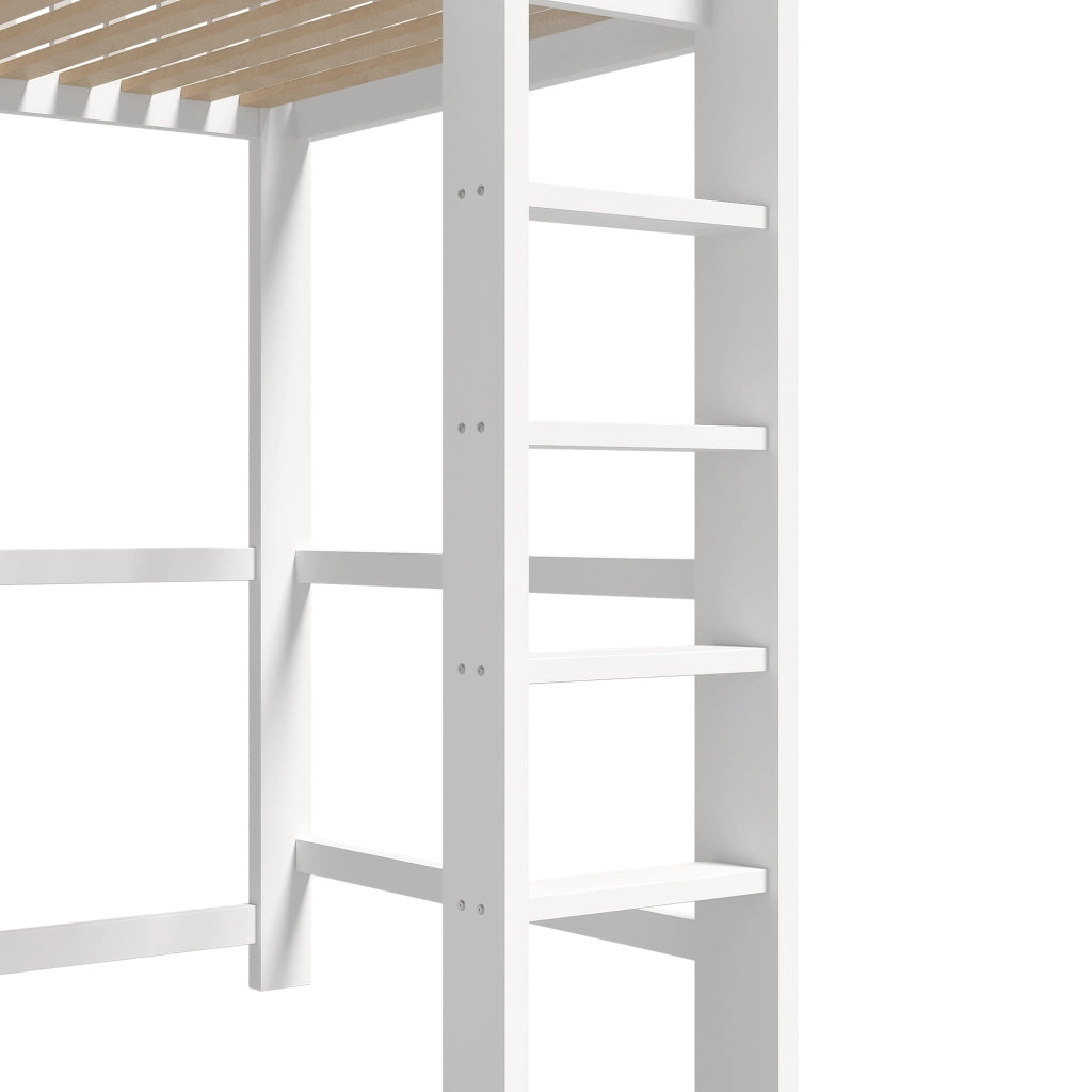 Letto a Soppalco con Scrivania e Cassetti ¨C MINIMAL ¨C Bianco 90x200