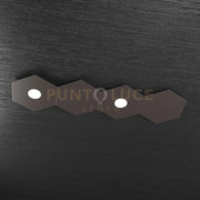 HEXAGON APPLIQUE-PLAFONIERA 2 LUCI + 2 DECORATIVO MARRONE 1142-2L2D-MA