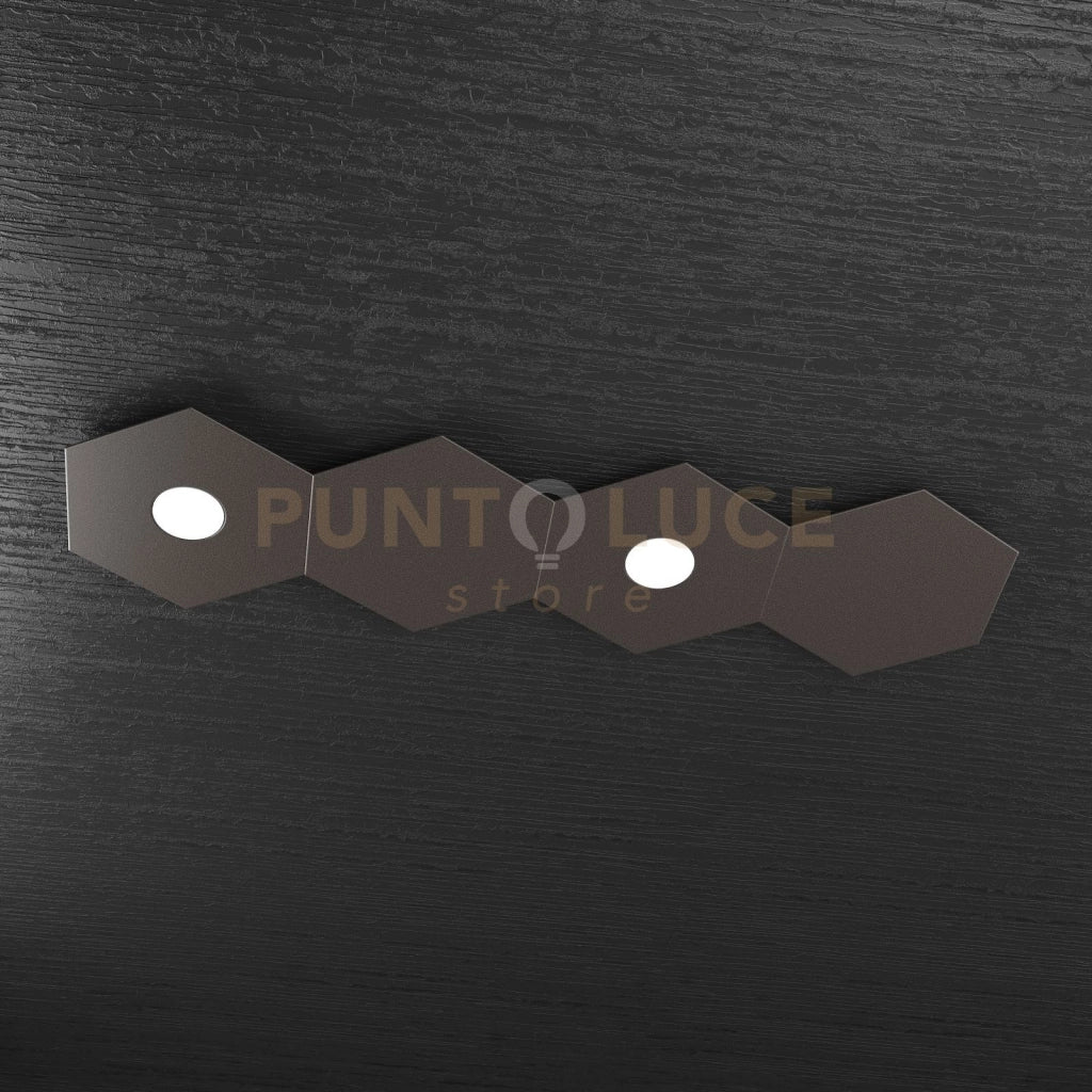 HEXAGON APPLIQUE-PLAFONIERA 2 LUCI + 2 DECORATIVO MARRONE 1142-2L2D-MA