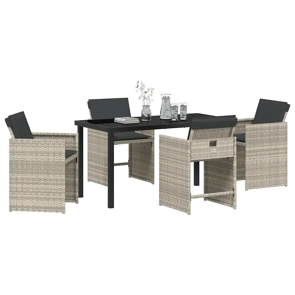 Set da Pranzo per Giardino 5 pcs Grigio chiaro polyrattan