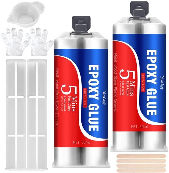 Lijm Epoxy 2K - Rapido indurimento - Estremamente resistente - Impronteggiabile - Resistente al calore - 100 ml - Due componenti
