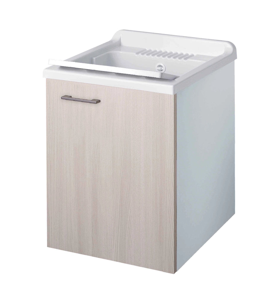 Mobile LAVATOIO - SOSPESO - in LEGNO a 1 anta - 45x50 (H.85) c/vasca e asse in PP - CR - COL: OLMO