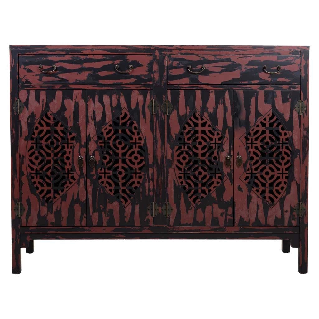 Credenza in legno rosso 136x36x106h