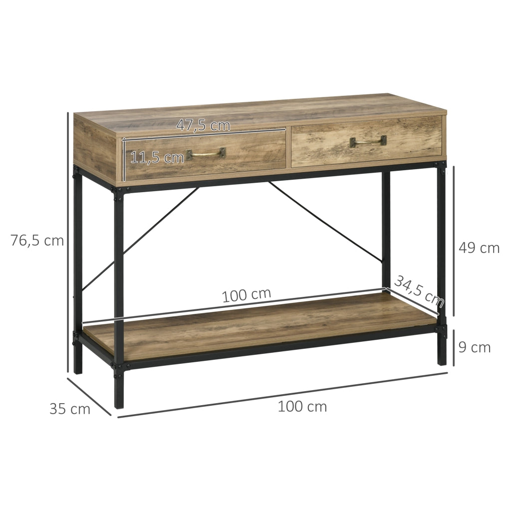 Consolle con 2 cassetti e ripiano ¨C Minimal ¨C Legno 100x35x76 cm