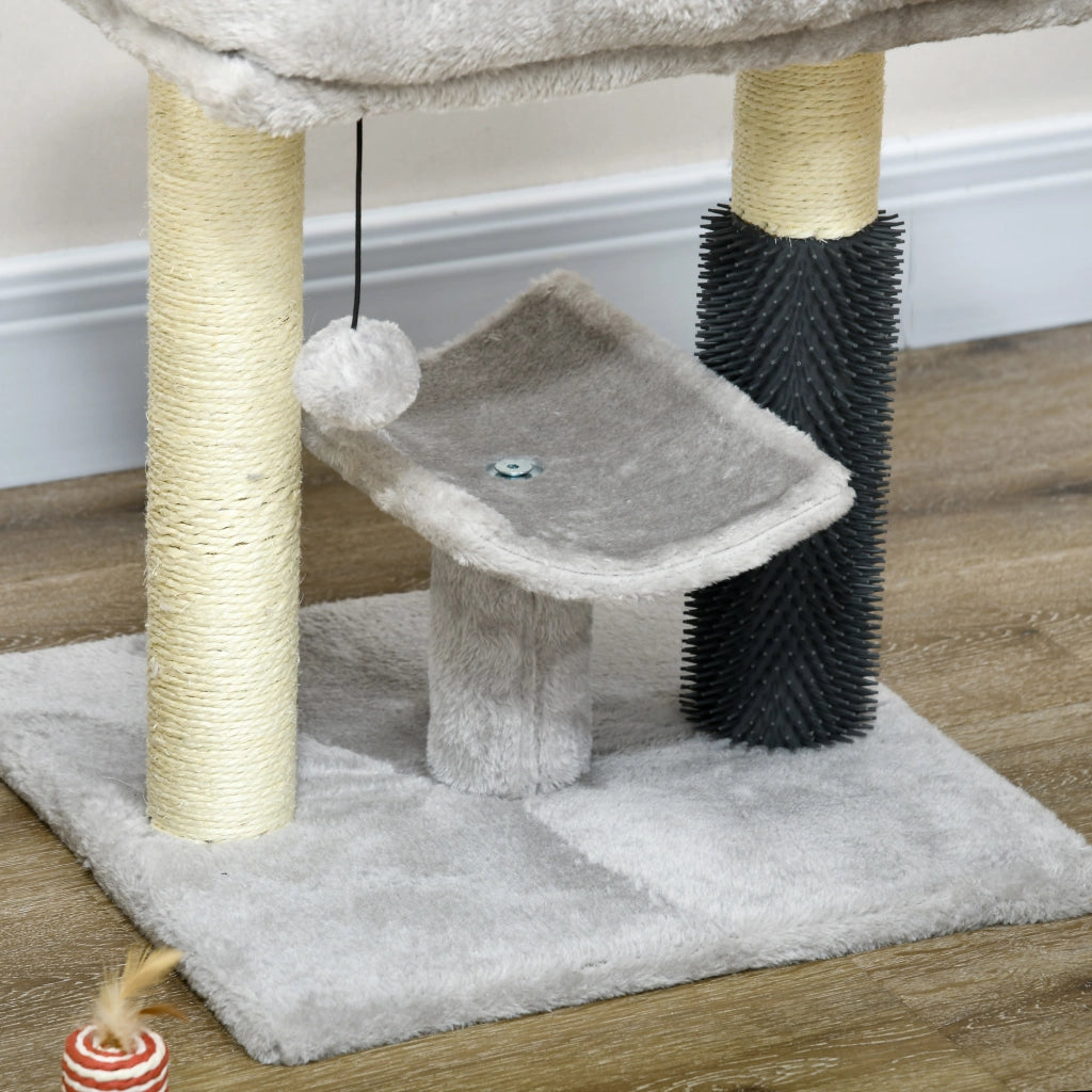 Albero per Gatti con Cuscino e Poste Graffiatoio ¨C zephmum ¨C Grigio 40x40x48 cm