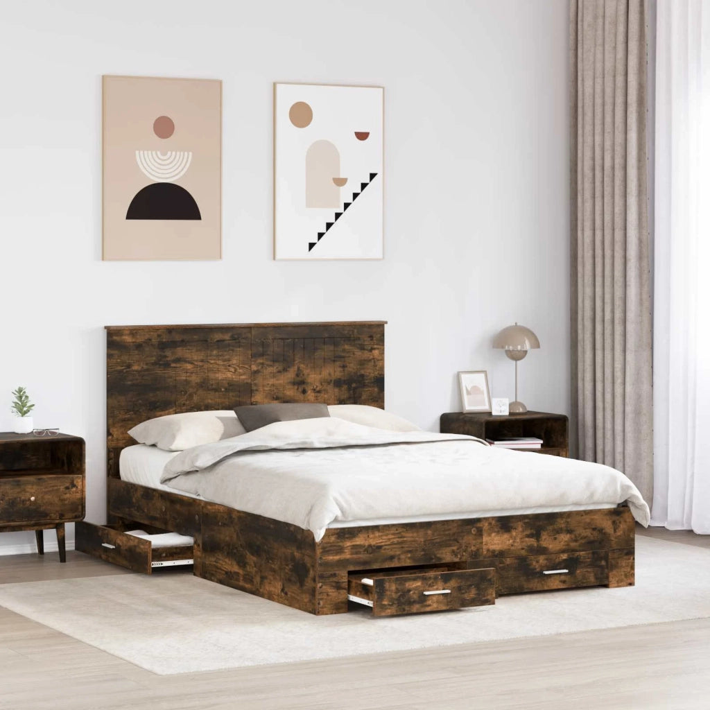 Struttura del letto Rovere fumé 140 x 200 cm Legno multistrato 3411300