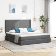 Letto con contenitore e LED con led Grigio scuro 180 x 200 cm