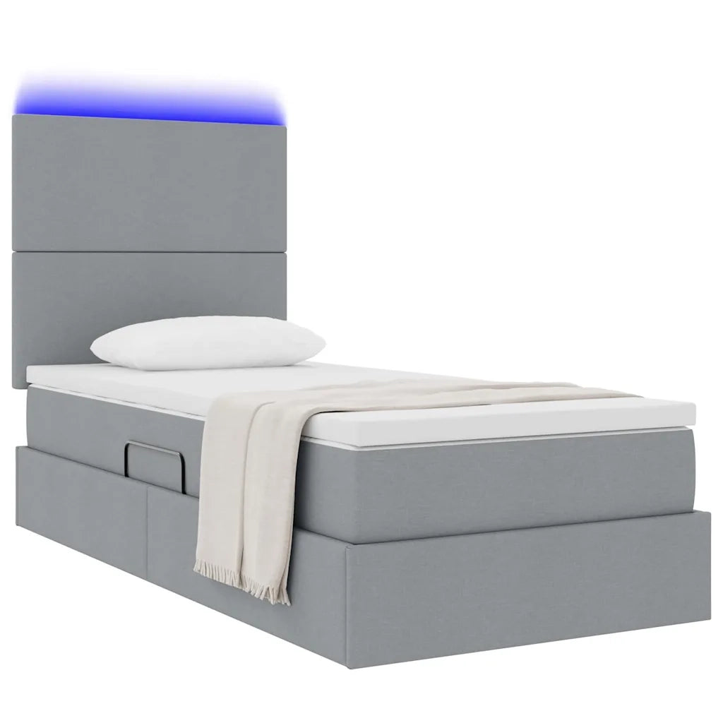 Letto con contenitore e LED con led Grigio chiaro 100 x 200 cm 3372333