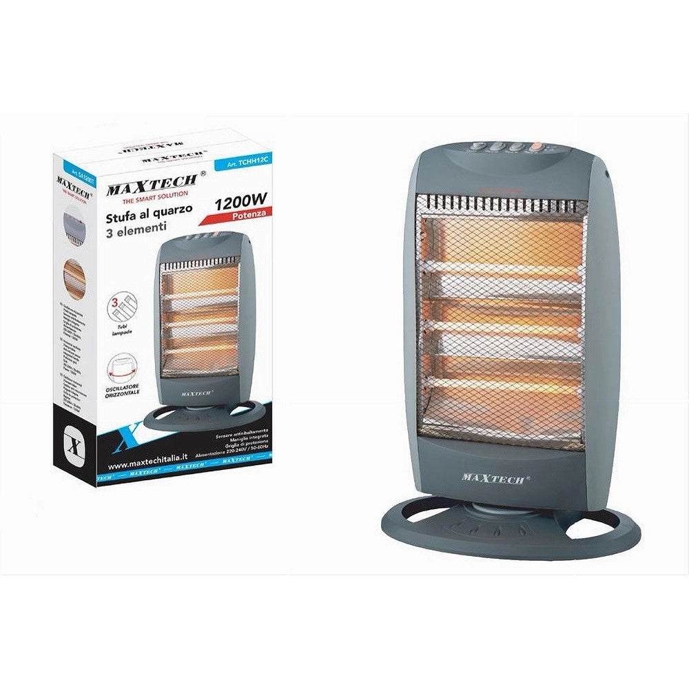 Trade Shop - Stufa Al Quarzo Con 3 Elementi Oscillante Antiribaltamento 1200 Watt Tchh12c -