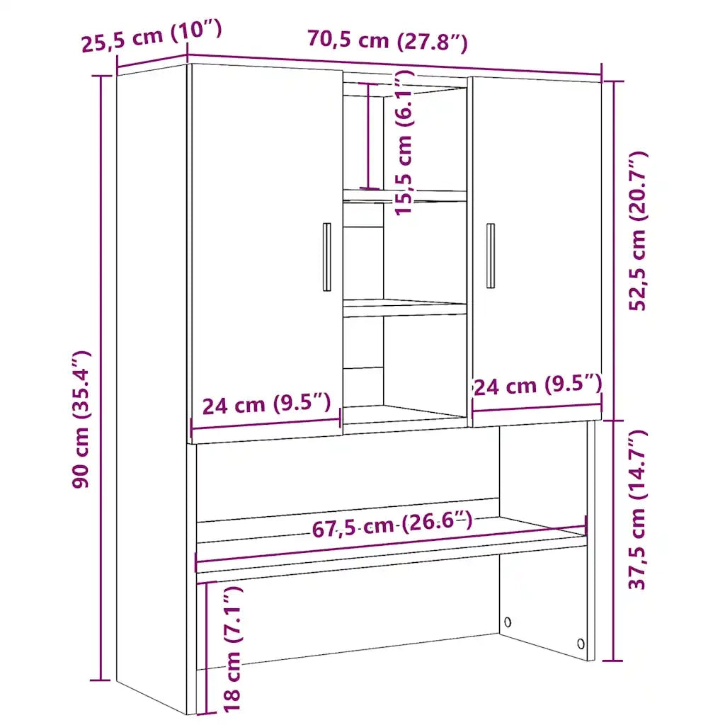 Mobile per Lavatrice Grigio Cemento 70,5x25,5x90 cm 856636