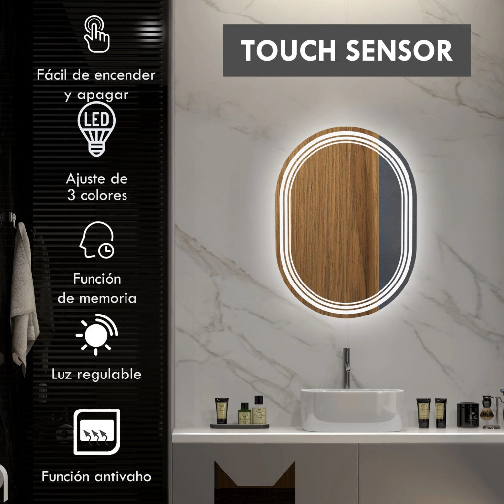 Specchio da Bagno con Luce LED ¨C Minimal ¨C Bianco 70x50 cm