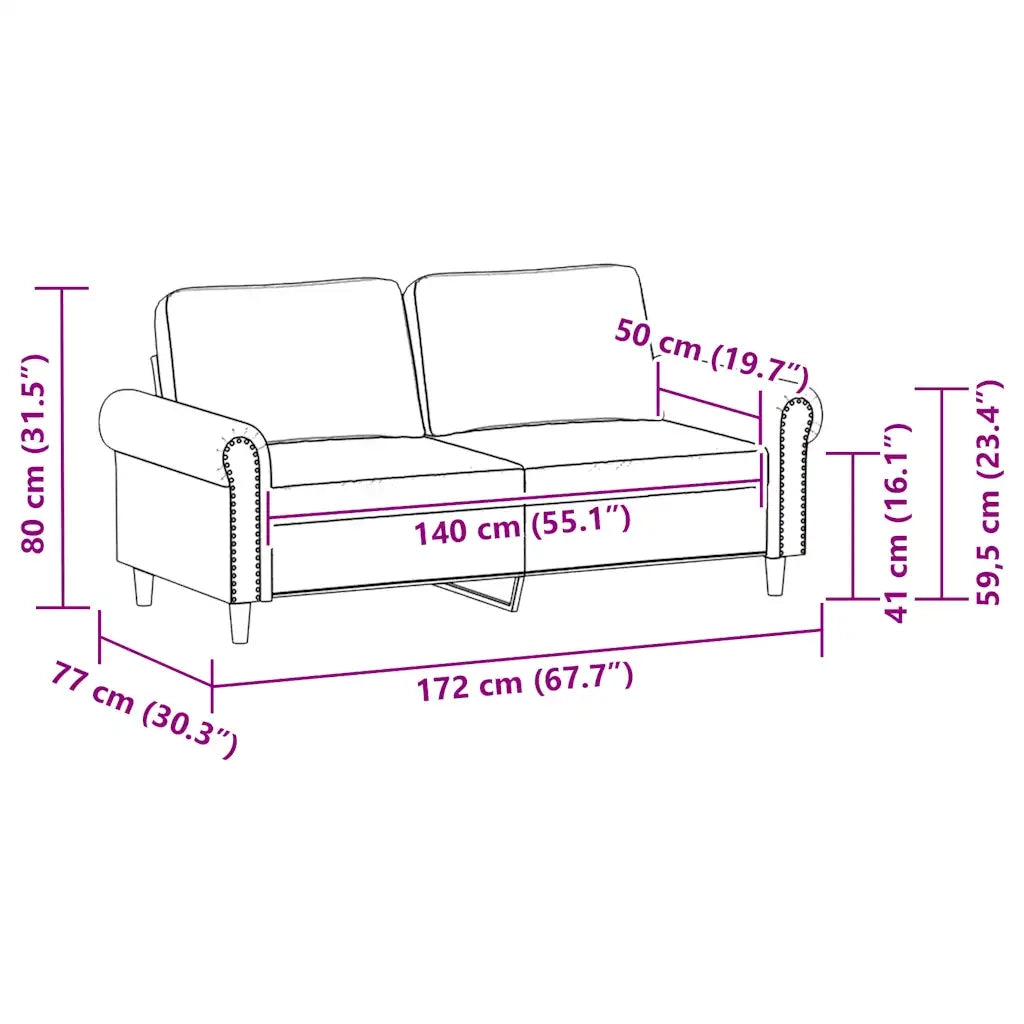 Divano a 2 Posti Crema 140 cm in Similpelle 359505