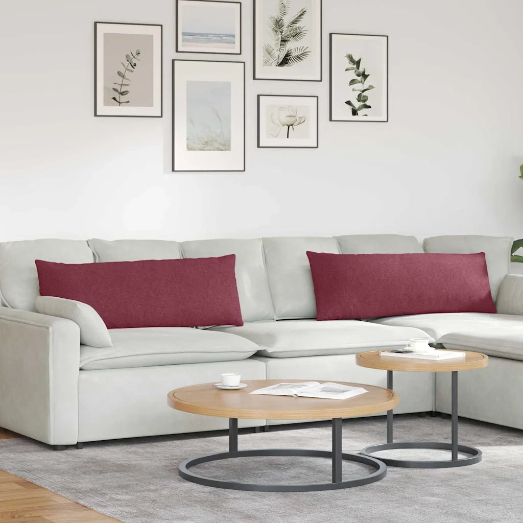 Cuscini da Divano 2 pz-Set di 2 Cuscini per Sofa Rosso Vino 120 x 40 cm Tessuto
