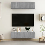 Mobili TV Parete 4pz Grigio Sonoma 60x30x30cm Legno Multistrato 3120204