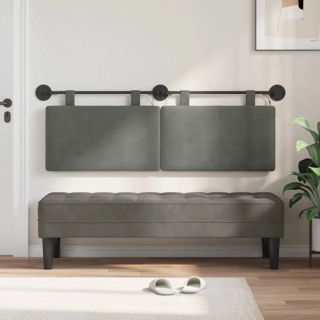 Testiera | Testata sospesa Con luce LED Grigio Chiaro Tessuto in Cords