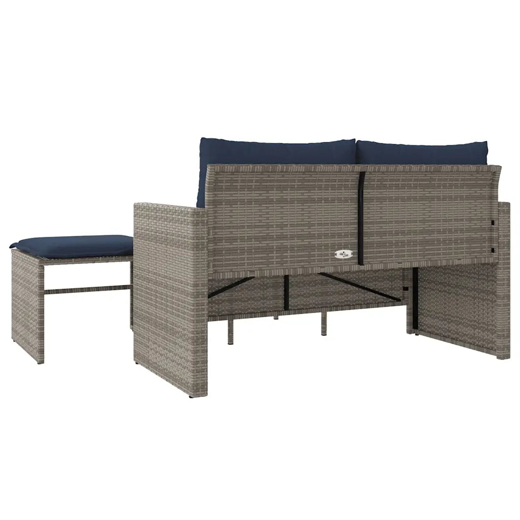 Set Divani da Giardino 3 pz con Cuscini Grigio in Polyrattan 365464
