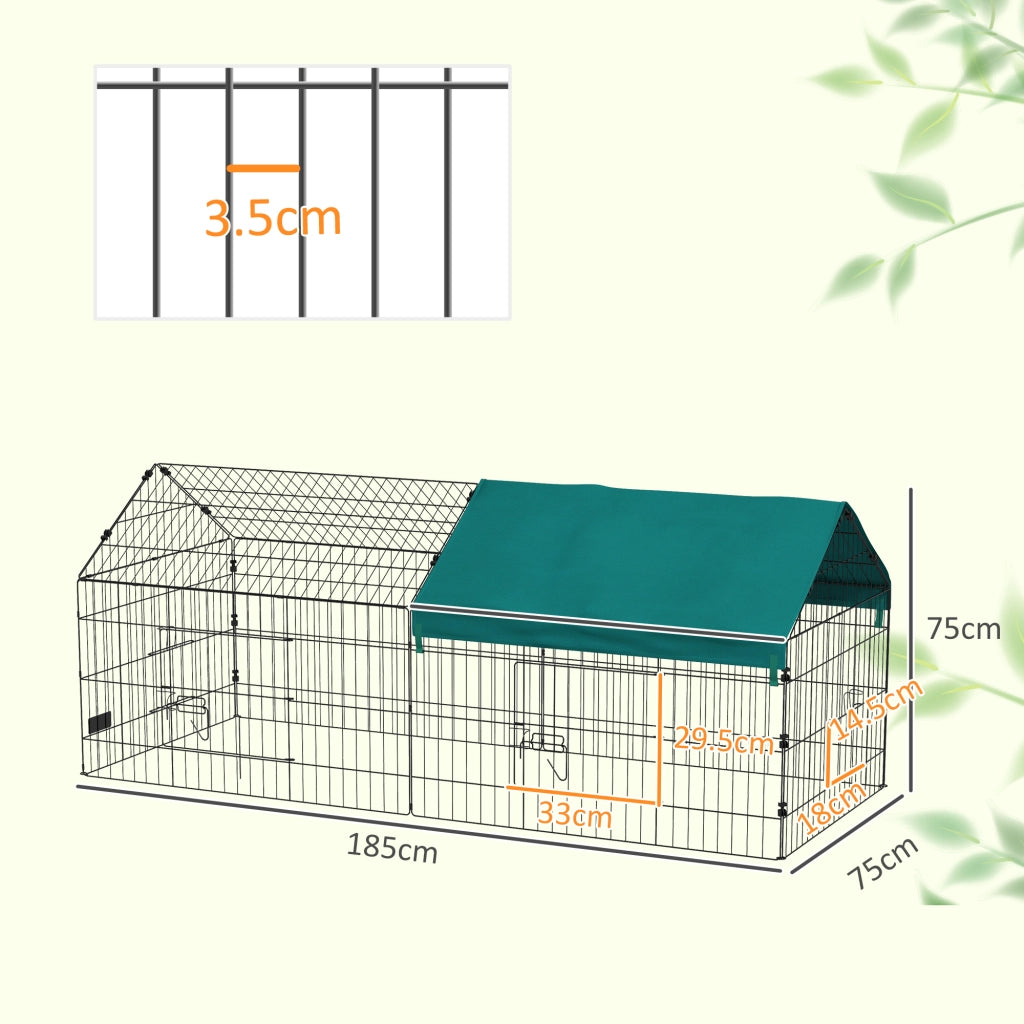 Gabbia per Conigli da Esterno e Interno ¨C Xylo ¨C Verde 185x75x75 cm