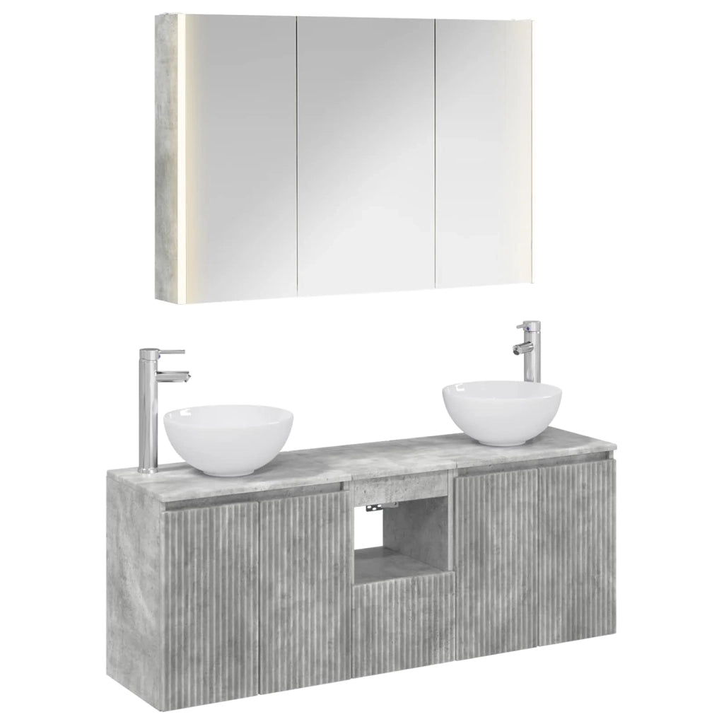 Set di Armadi da Bagno 4 pz Grigio Cemento Legno ingegnerizzato 3406346