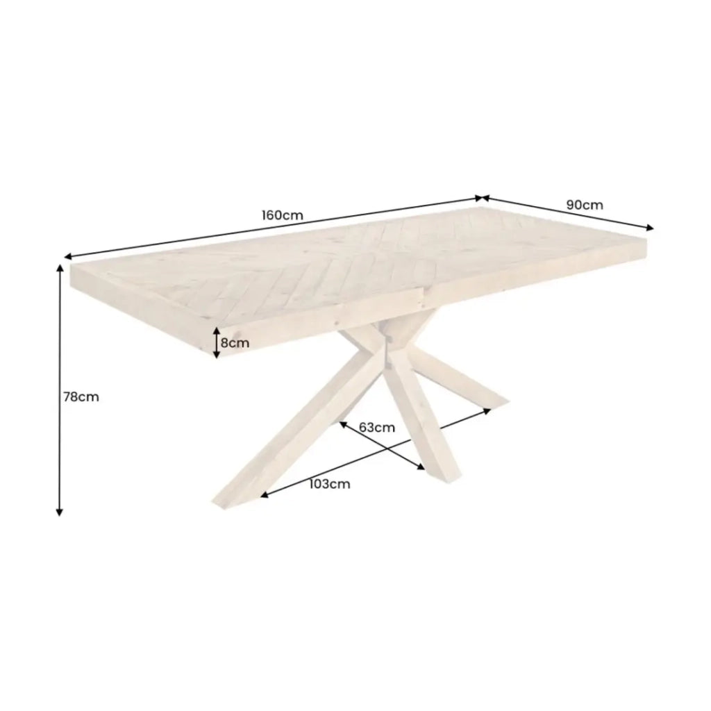 Table LOVARK – Rettangolare 160 cm – Legno massiccio di pino – Stile rustico