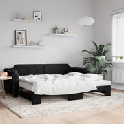 Divano Letto con Letto Estraibile Nero 100x200 cm in Tessuto 3197641