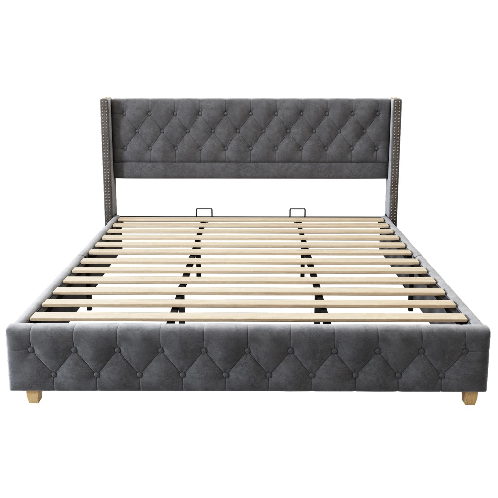 letto imbottito velluto grigio 180 x 200 cm