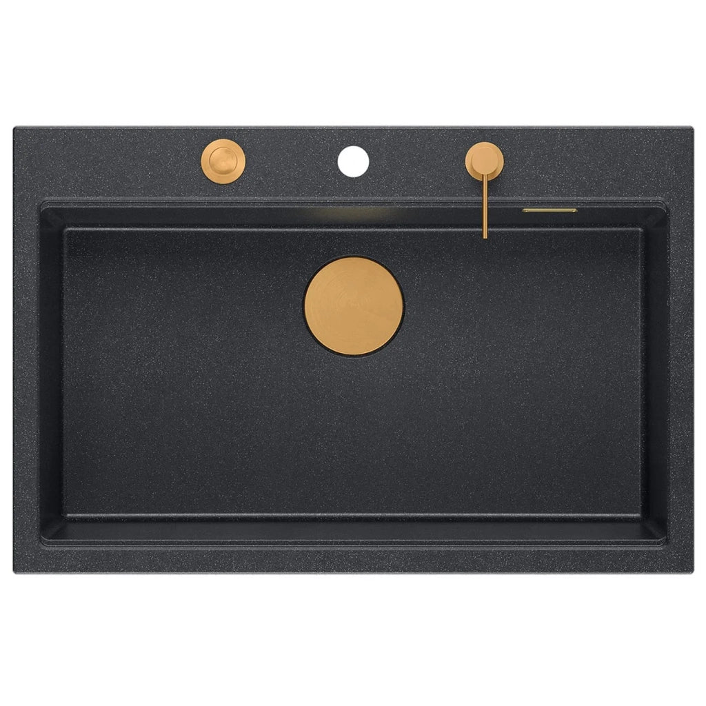 Lavello In Granito Marc 110 Workstation Black Metallic Tappo oro