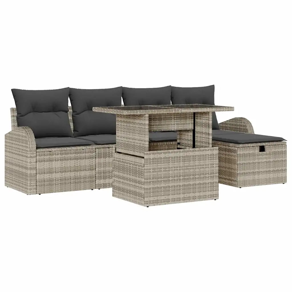 Set Divano da Giardino 6 pcs Grigio chiaro Poly Rattan 3361081