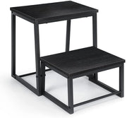 Scaffale a 2 gradini - pieghevole - nero - legno