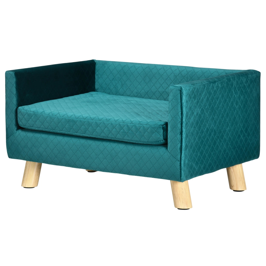 Letto per cani con cuscino ¨C Zephmum ¨C Velluto blu 64x45x36 cm
