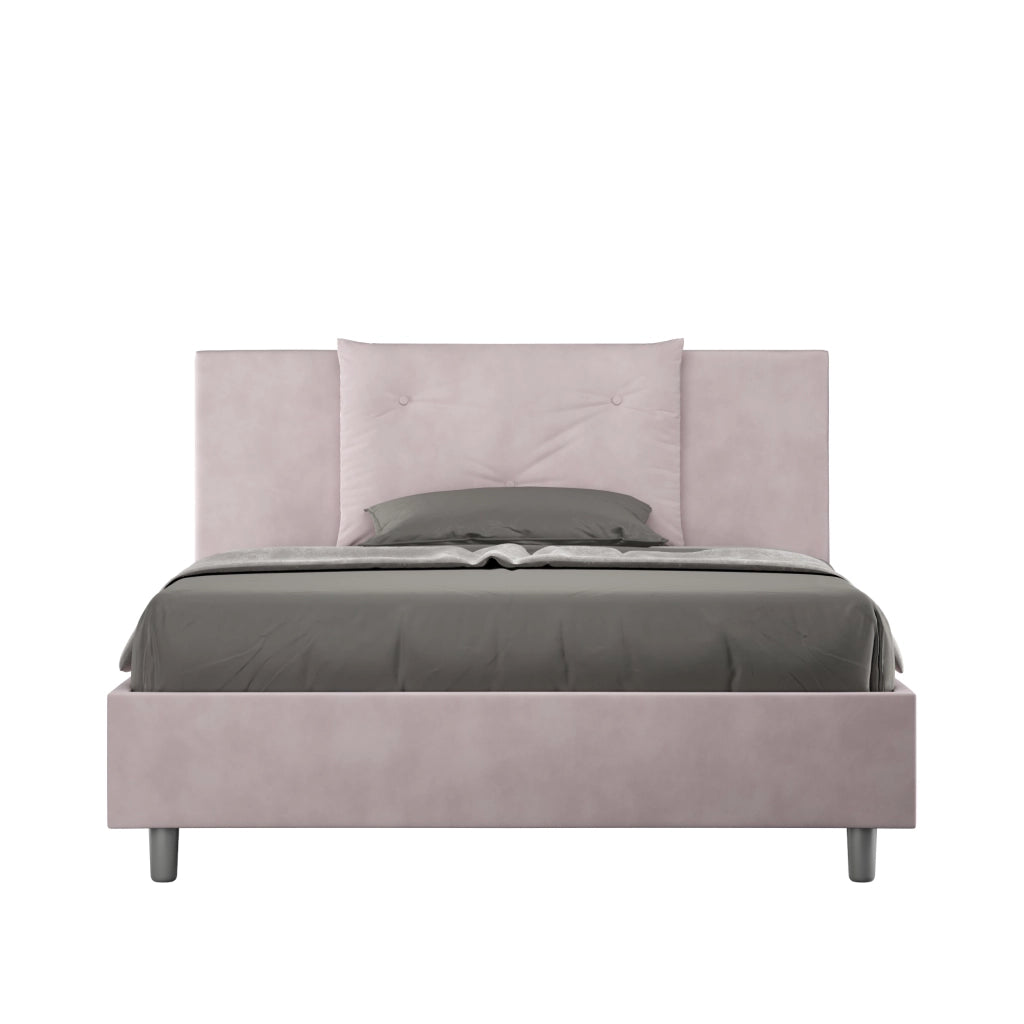 BS COM Letto una piazza e mezza contenitore imbottito 130x190 microfibra glicine