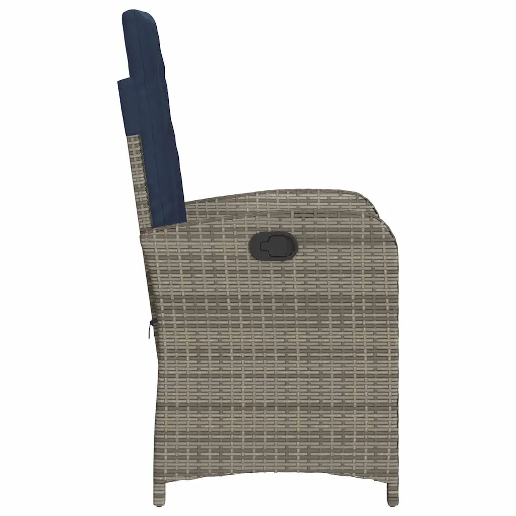 Sedie da Giardino Reclinabili 2 pz e Cuscini Grigio Polyrattan 365175
