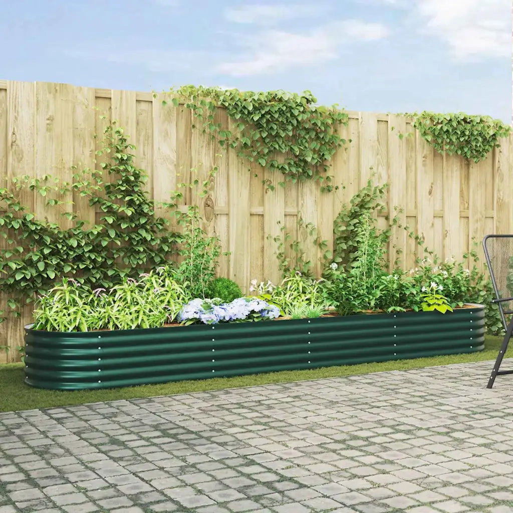 Fioriere | Cassetta per fiori | Letto Rialzato Verde 400 x 80 x 44 cm Acciaio