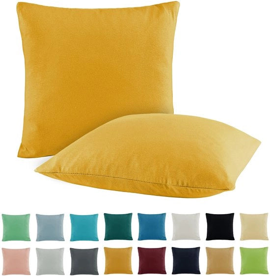 Set di 2 cuscini per testata da letto in cotone 100% - 50 x 50 cm - giallo oro
