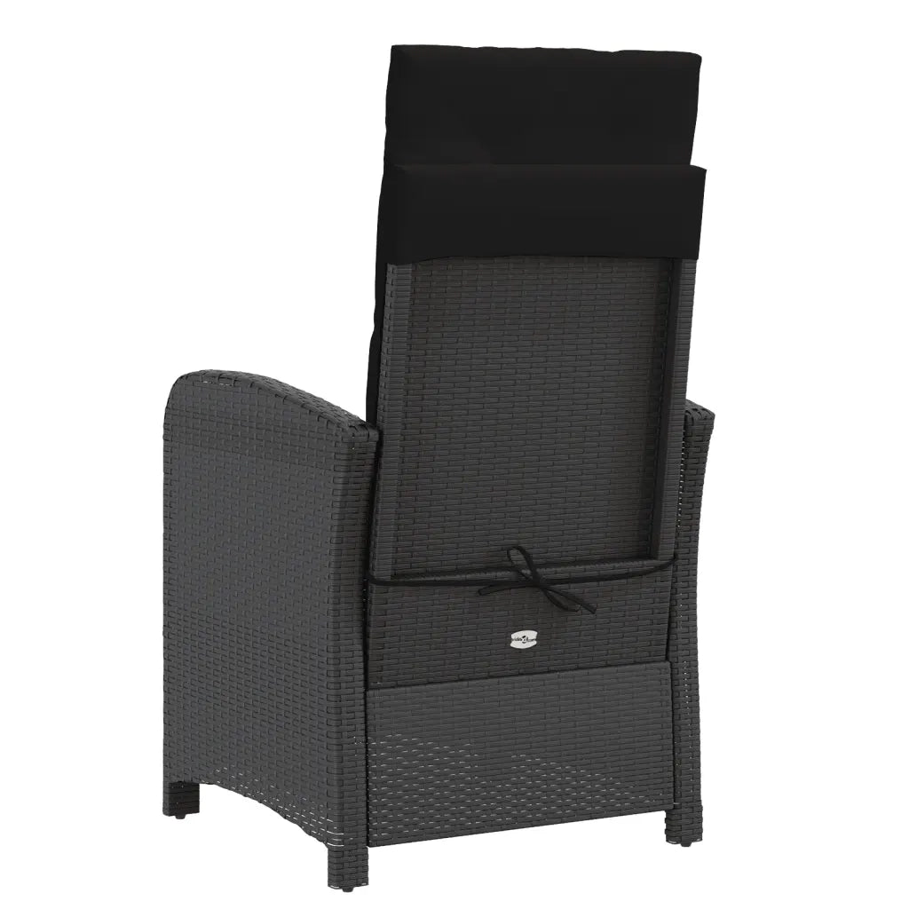 Sedia Reclinabile da Giardino con Cuscini Nera in Polyrattan 365161