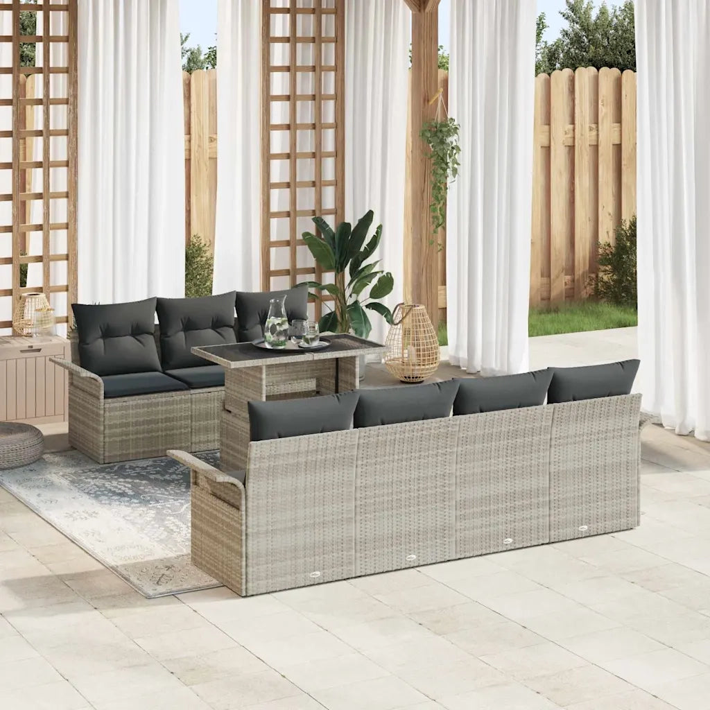 Set Divano da Giardino 8 pcs Grigio chiaro polyrattan 3348228